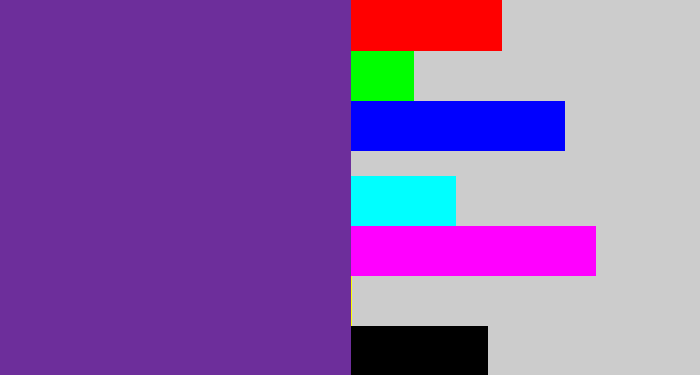 Hex color #6d2e9b - purple