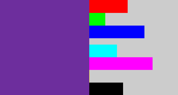 Hex color #6d2e9d - purple