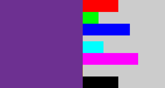 Hex color #6d3091 - purple