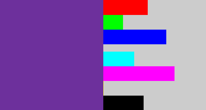 Hex color #6d309c - purple