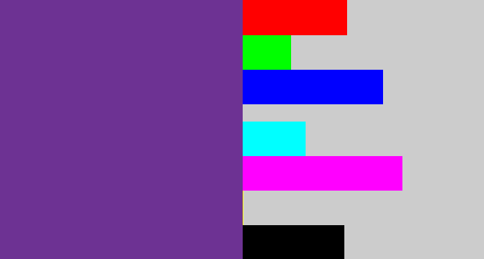 Hex color #6d3293 - purple