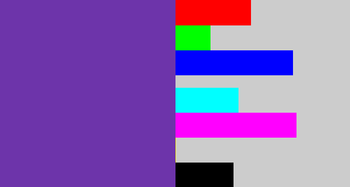 Hex color #6d34aa - purple