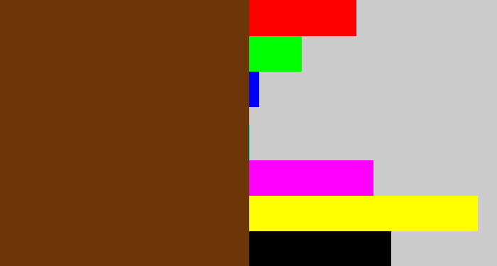 Hex color #6d3609 - brown
