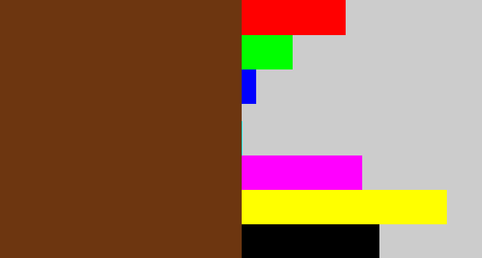 Hex color #6d3610 - brown