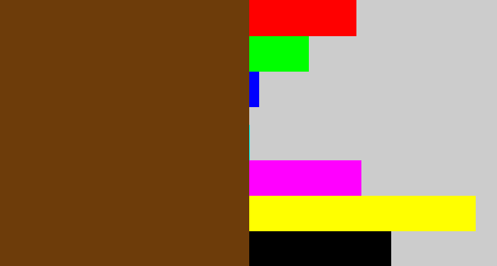 Hex color #6d3c0a - brown