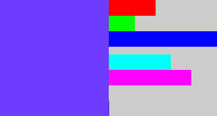 Hex color #6d3cff - purpleish blue