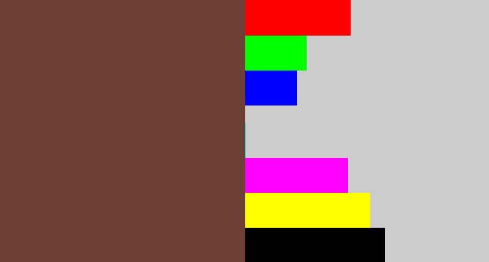 Hex color #6d3f35 - purple brown