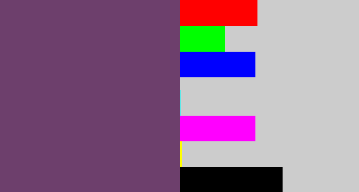 Hex color #6d3f6c - dirty purple