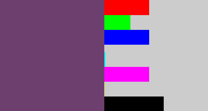 Hex color #6d3f6e - dirty purple