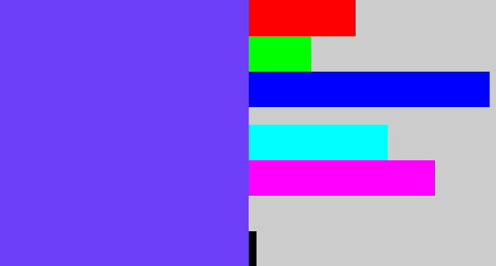 Hex color #6d3ff8 - purpleish blue