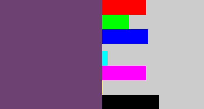 Hex color #6d4273 - dirty purple