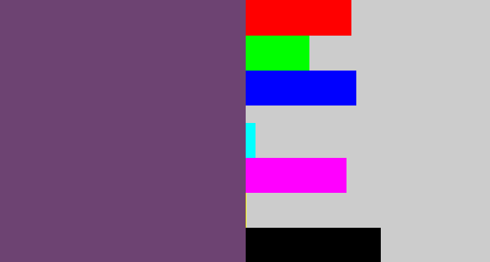 Hex color #6d4372 - dirty purple