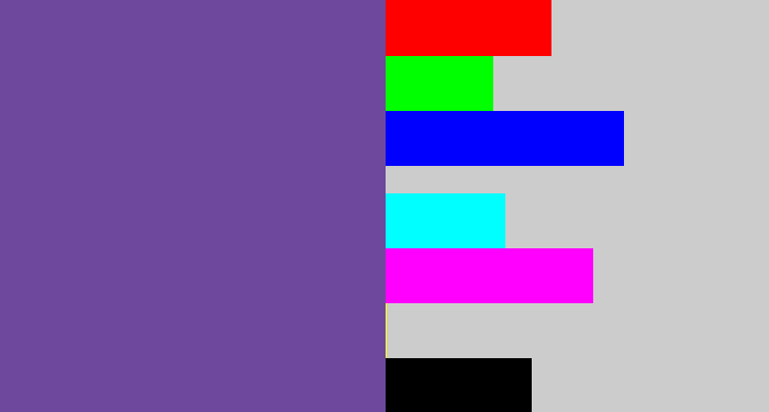 Hex color #6d489d - muted purple