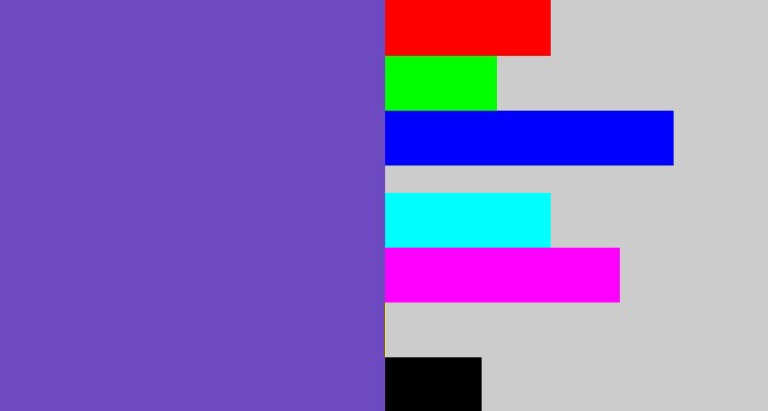 Hex color #6d4ac0 - bluey purple