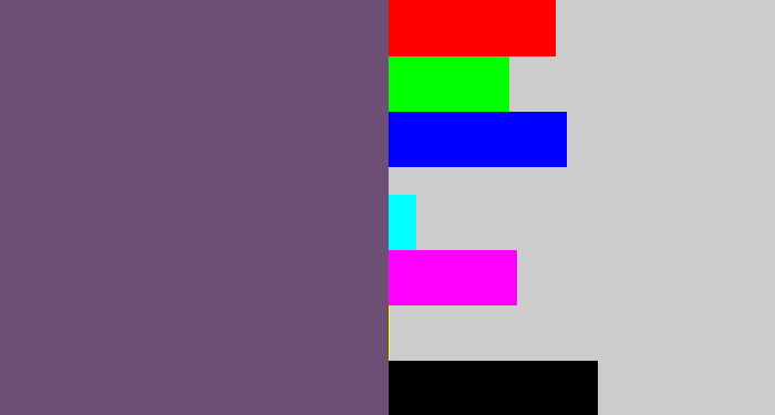Hex color #6d4e75 - dirty purple