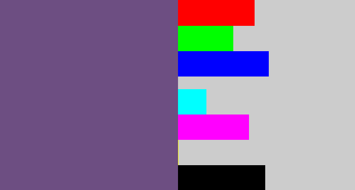 Hex color #6d4e82 - muted purple