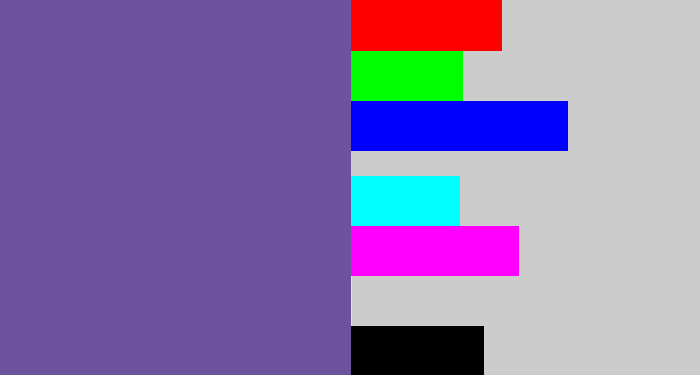 Hex color #6d529d - muted purple