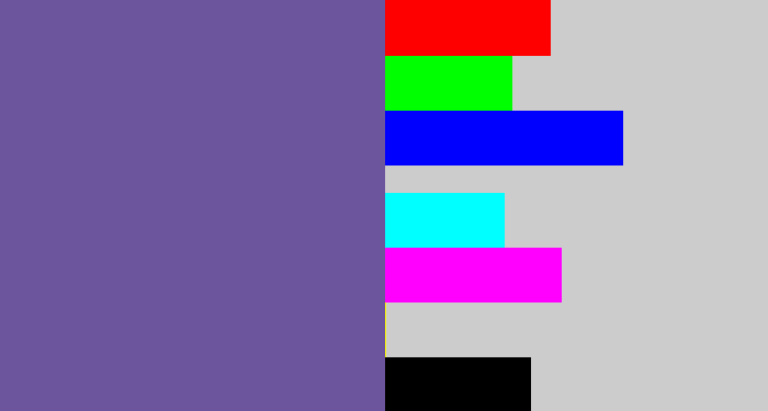 Hex color #6d559e - muted purple