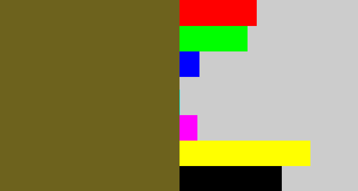 Hex color #6d621d - greenish brown