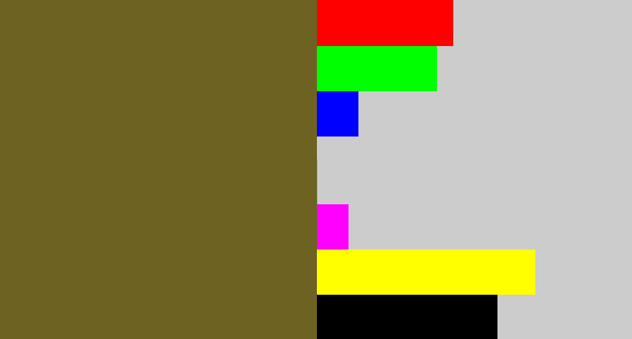 Hex color #6d6222 - greenish brown
