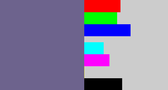 Hex color #6d638d - purplish grey