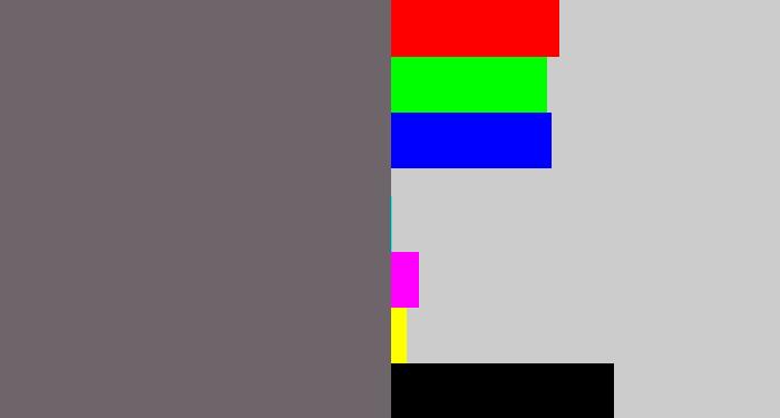 Hex color #6d6569 - slate grey