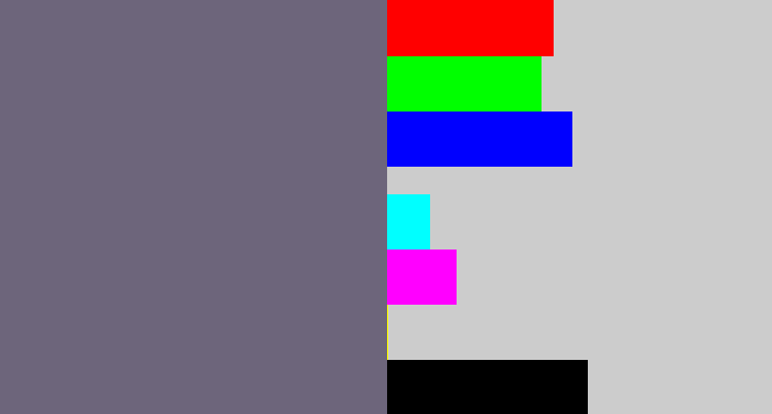 Hex color #6d657b - purplish grey