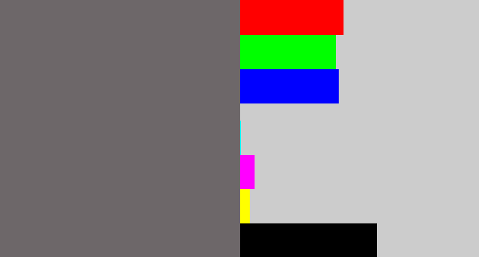 Hex color #6d6769 - slate grey