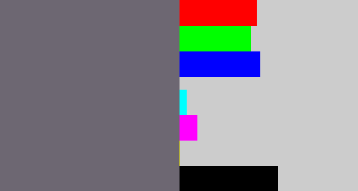 Hex color #6d6772 - purplish grey