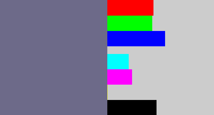 Hex color #6d6a89 - purplish grey