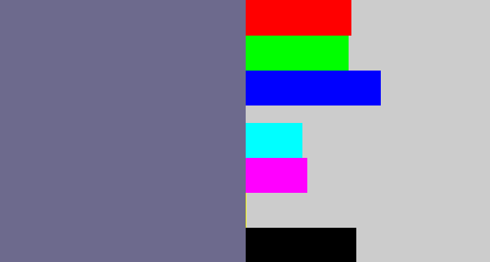 Hex color #6d6a8d - purplish grey