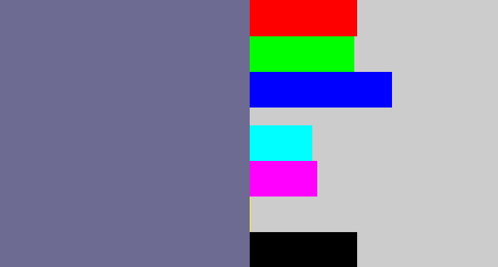 Hex color #6d6b92 - grey/blue