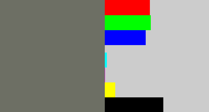 Hex color #6d6f64 - slate grey