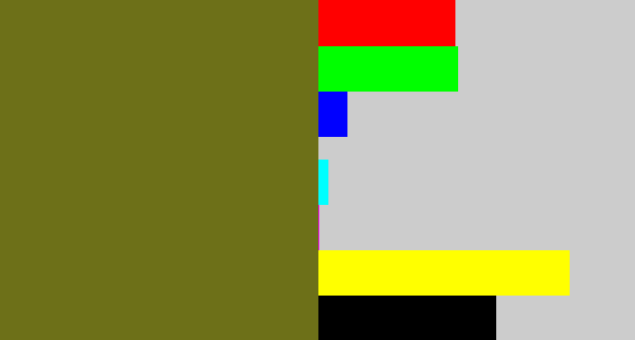 Hex color #6d7018 - brown green