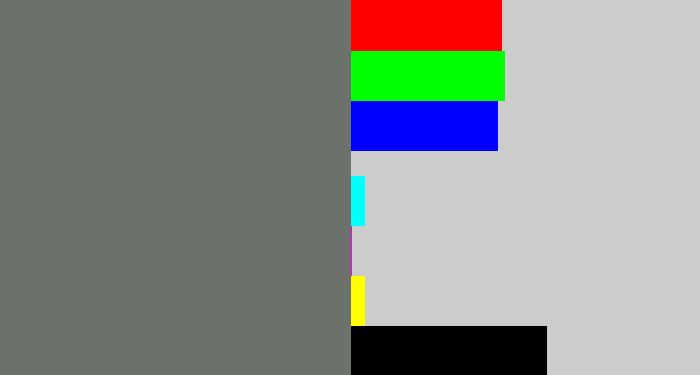 Hex color #6d716c - slate grey