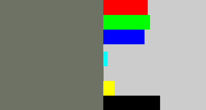 Hex color #6d7265 - slate grey