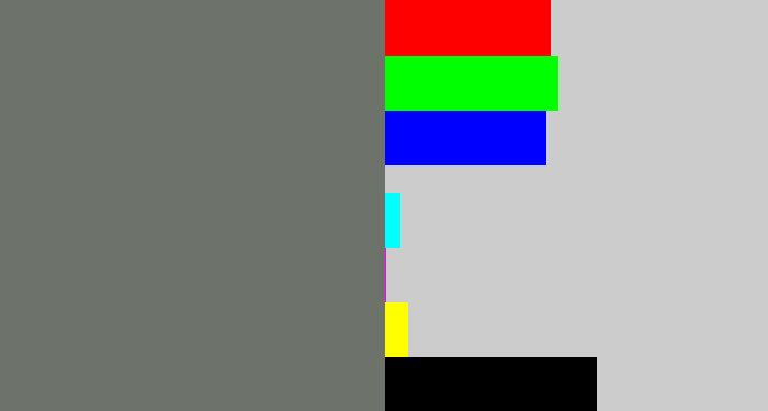 Hex color #6d726b - slate grey