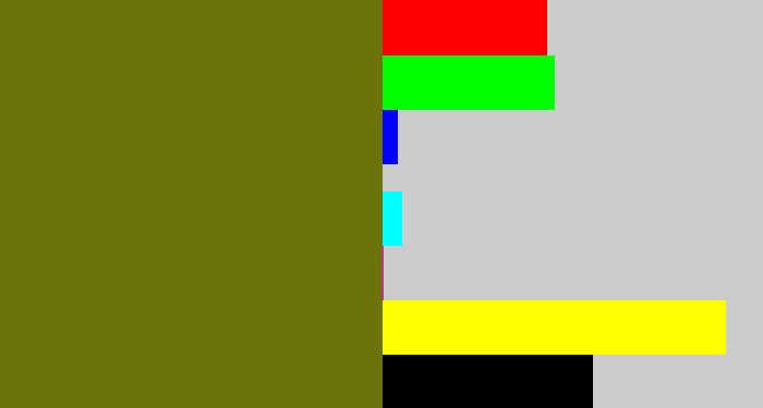 Hex color #6d730b - olive