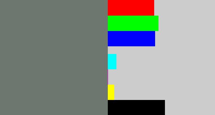 Hex color #6d7770 - medium grey