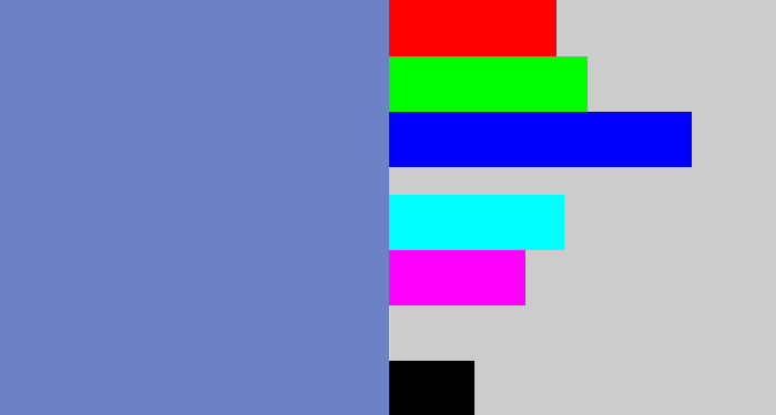 Hex color #6d81c6 - faded blue