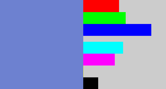 Hex color #6d81d0 - faded blue