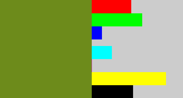 Hex color #6d8b1b - mossy green
