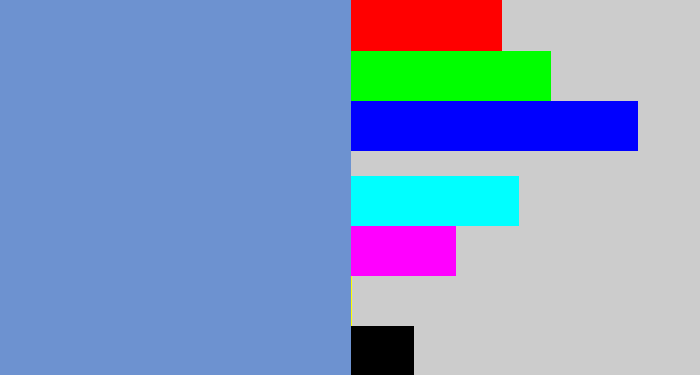 Hex color #6d92d0 - faded blue