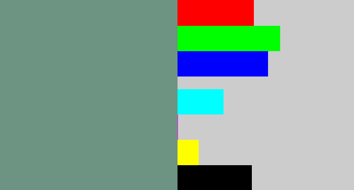 Hex color #6d9382 - grey teal