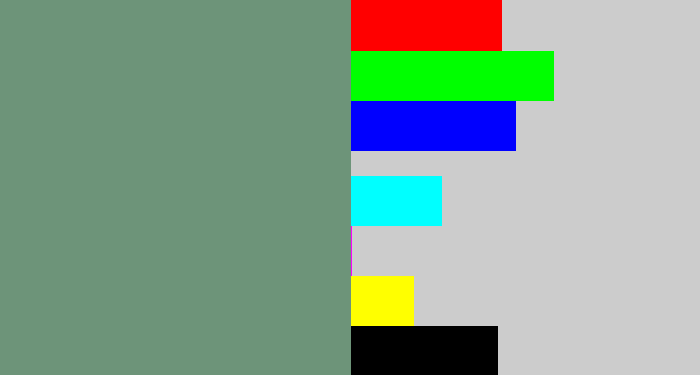 Hex color #6d9479 - green grey