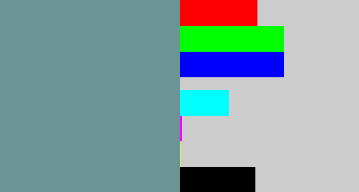 Hex color #6d9495 - bluish grey