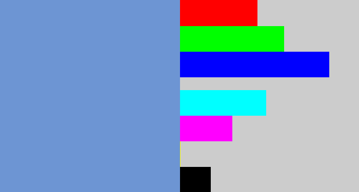 Hex color #6d95d3 - faded blue