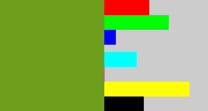 Hex color #6d9f1d - mossy green