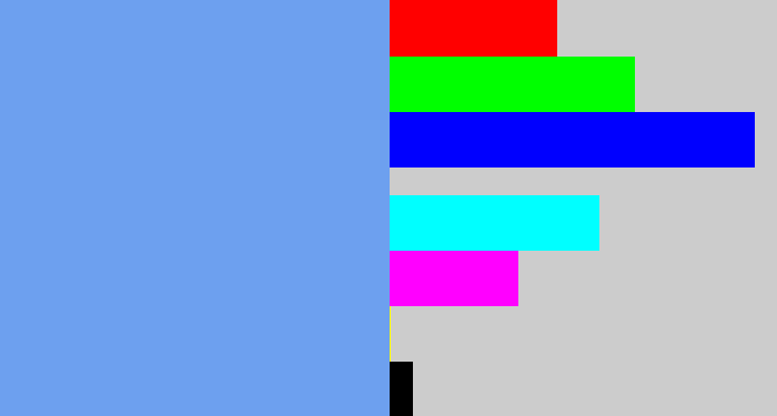 Hex color #6da0ef - soft blue