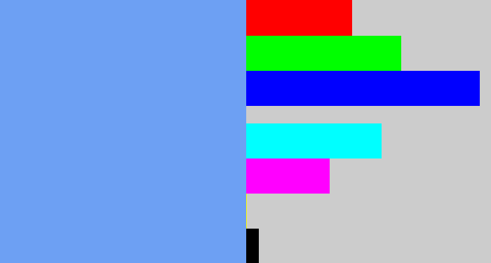 Hex color #6da0f3 - soft blue